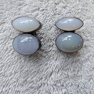 Rebecca Collins blue chalcedony clip earrings sterling Dallas Texas signature